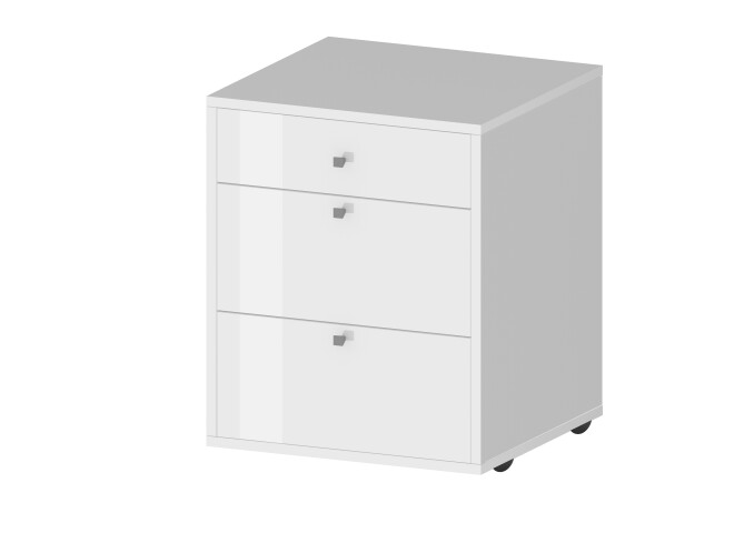 Rollcontainer >Desenzano< in Weiß Hochglanz - 47x61,2x45cm (BxHxT)