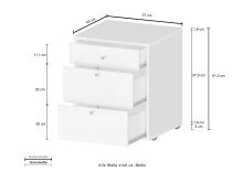 Rollcontainer >Desenzano< in Weiß Hochglanz - 47x61,2x45cm (BxHxT)