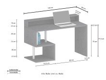 Schreibtisch >Esse Angolo< in Schiefer Nb. - 140x92,5x50cm (BxHxT)