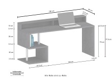 Schreibtisch >Esse Angolo< in Schiefer Nb. - 180x92,5x60cm (BxHxT)