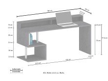 Schreibtisch >Esse Angolo< in Schiefer Nb. - 180x92,5x60cm (BxHxT)