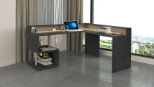 Eckschreibtisch >Esse Angolo< in Schiefer Nb. - 160x92,5x60cm (BxHxT)