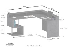 Eckschreibtisch >Esse Angolo< in Schiefer Nb. - 160x92,5x60cm (BxHxT)