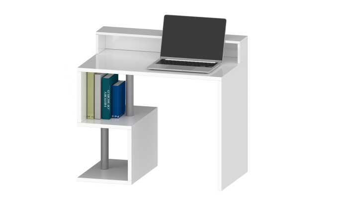 Schreibtisch >Esse Angolo< in Weiß Hochglanz - 100x92,5x50cm (BxHxT)
