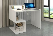 Schreibtisch >Esse Angolo< in Weiß Hochglanz - 100x92,5x50cm (BxHxT)