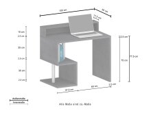 Schreibtisch >Esse Angolo< in Weiß Hochglanz - 100x92,5x50cm (BxHxT)