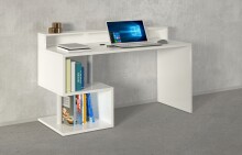 Schreibtisch >Esse Angolo< in Weiß Hochglanz - 140x92,5x50cm (BxHxT)