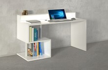 Schreibtisch >Esse Angolo< in Weiß Hochglanz - 140x92,5x50cm (BxHxT)
