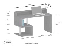 Schreibtisch >Esse Angolo< in Weiß Hochglanz - 140x92,5x50cm (BxHxT)