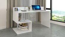 Schreibtisch >Esse Angolo< in Weiß Hochglanz - 140x92,5x50cm (BxHxT)