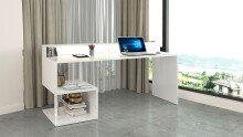 Schreibtisch >Esse Angolo< in Weiß Hochglanz - 180x92,5x60cm (BxHxT)