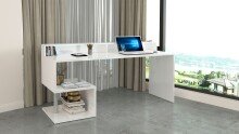 Schreibtisch >Esse Angolo< in Weiß Hochglanz - 180x92,5x60cm (BxHxT)
