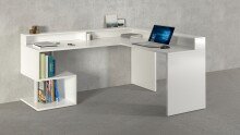 Eckschreibtisch >Esse Angolo< in Weiß Hochglanz - 180x92,5x160 (BxHxT)