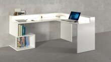Eckschreibtisch >Esse Angolo< in Weiß Hochglanz - 180x92,5x160 (BxHxT)