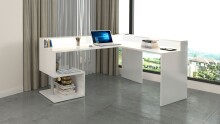 Eckschreibtisch >Esse Angolo< in Weiß Hochglanz - 180x92,5x160 (BxHxT)