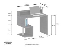 Schreibtisch >Esse Angolo< in Wotan Eiche Dekor - 100x92,5x50 (BxHxT)