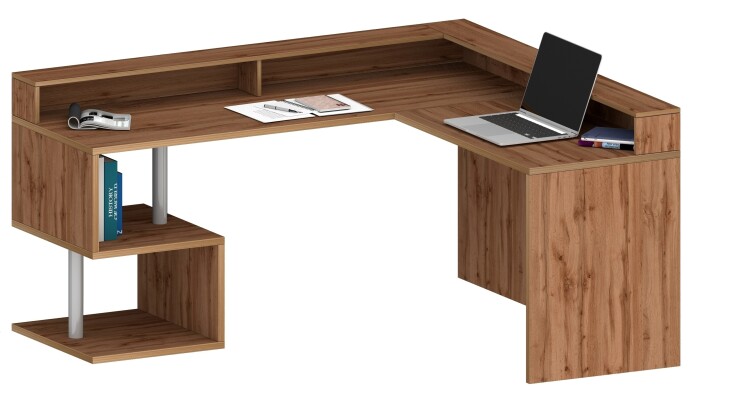 Eckschreibtisch >Esse Angolo< in Wotan Eiche - 160x92,5x60cm (BxHxT)