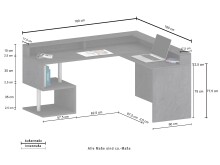 Eckschreibtisch >Esse Angolo< in Wotan Eiche - 160x92,5x60cm (BxHxT)