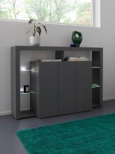 Highboard >Caserta< in Anthrazit matt - 150x100x40cm (BxHxT)