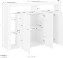 Highboard >Caserta< in Anthrazit matt - 150x100x40cm (BxHxT)