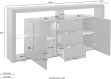 Sideboard >Caserta< in Anthrazit matt - 180x80x40cm (BxHxT)