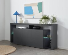 Sideboard >Caserta< in Anthrazit matt - 200x80x40cm (BxHxT)