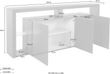 Sideboard >Caserta< in Anthrazit matt - 200x80x40cm (BxHxT)