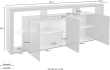 Sideboard >Caserta< in Anthrazit matt - 220x80x40cm (BxHxT)