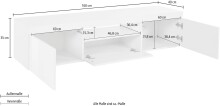 TV-Board >Caserta< in Weiß Hochglanz - 160x35x40cm (BxHxT)
