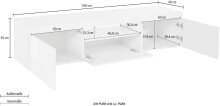 TV-Board >Caserta< in Weiß Hochglanz - 160x35x40cm (BxHxT)