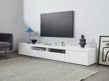 TV-Board >Caserta< in Weiß Hochglanz - 240x35x40cm (BxHxT)