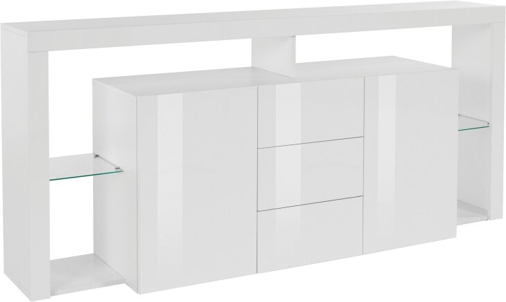 Sideboard >Caserta< in Weiß Hochglanz - 180x80x40cm (BxHxT)