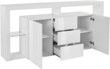 Sideboard >Caserta< in Weiß Hochglanz - 180x80x40cm (BxHxT)