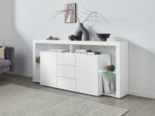 Sideboard >Caserta< in Weiß Hochglanz - 180x80x40cm (BxHxT)