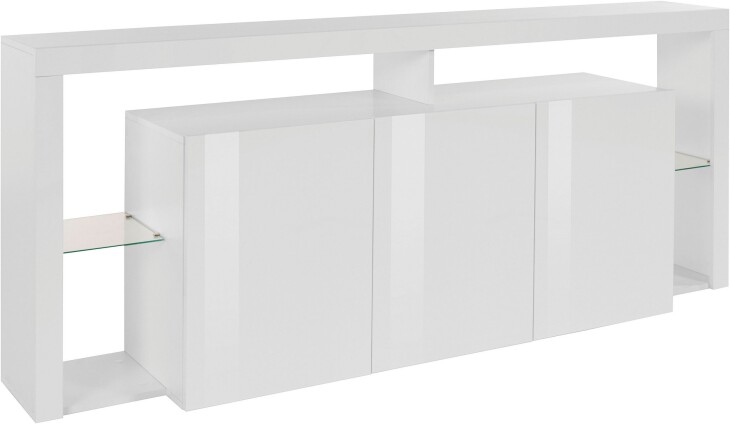 Sideboard >Caserta< in Weiß Hochglanz - 200x80x40cm (BxHxT)