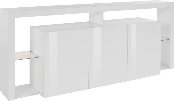 Sideboard >Caserta< in Weiß Hochglanz - 200x80x40cm (BxHxT)