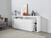 Sideboard >Caserta< in Weiß Hochglanz - 200x80x40cm (BxHxT)