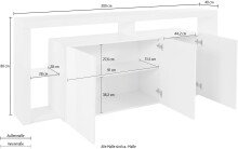 Sideboard >Caserta< in Weiß Hochglanz - 200x80x40cm (BxHxT)