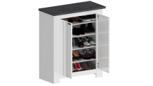 Schuhkommode >Faenza< in Weiß matt / Schiefer - 84x100x41,8cm (BxHxT)
