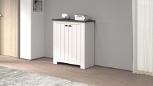 Schuhkommode >Faenza< in Weiß matt / Schiefer - 84x100x41,8cm (BxHxT)