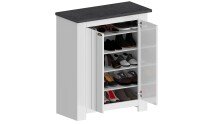 Schuhkommode >Faenza< in Weiß matt / Schiefer - 84x100x41,8cm (BxHxT)