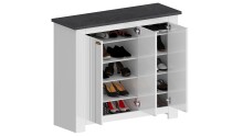 Schuhkommode >Faenza< in Weiß matt / Schiefer  - 114x100x41,8cm (BxHxT)