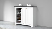 Schuhkommode >Faenza< in Weiß matt / Schiefer  - 114x100x41,8cm (BxHxT)