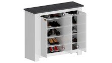 Schuhkommode >Faenza< in Weiß matt / Schiefer  - 114x100x41,8cm (BxHxT)