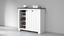 Schuhkommode >Faenza< in Weiß matt / Schiefer  - 114x100x41,8cm (BxHxT)