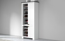 Schuhschrank >Faenza< in Weiß matt / Schiefer  - 84x200x41,8cm (BxHxT)