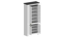 Schuhschrank >Faenza< in Weiß matt / Schiefer  - 84x200x41,8cm (BxHxT)