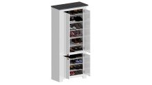 Schuhschrank >Faenza< in Weiß matt / Schiefer  - 84x200x41,8cm (BxHxT)