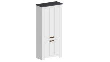 Schuhschrank >Faenza< in Weiß matt / Schiefer  - 84x200x41,8cm (BxHxT)