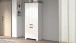 Schuhschrank >Faenza< in Weiß matt / Schiefer  - 84x200x41,8cm (BxHxT)